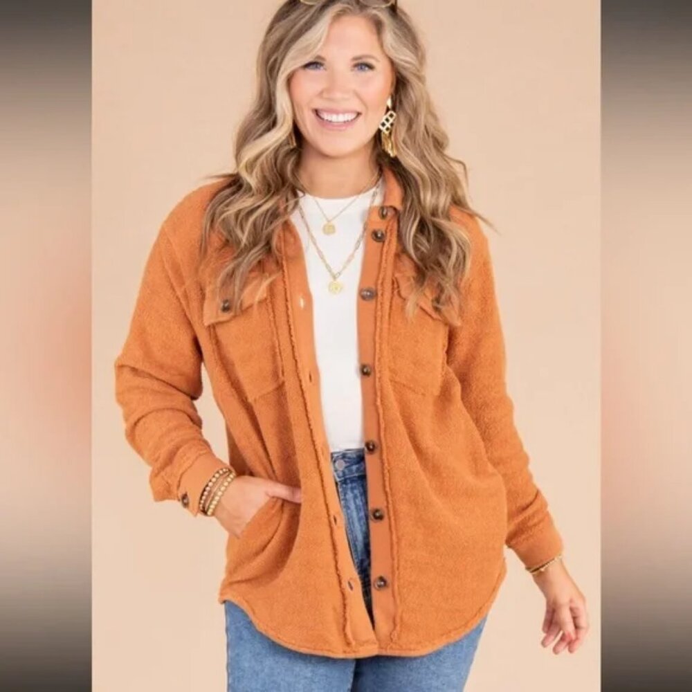 Tribal Jeans Closer Together Rust Button-Down Shacket